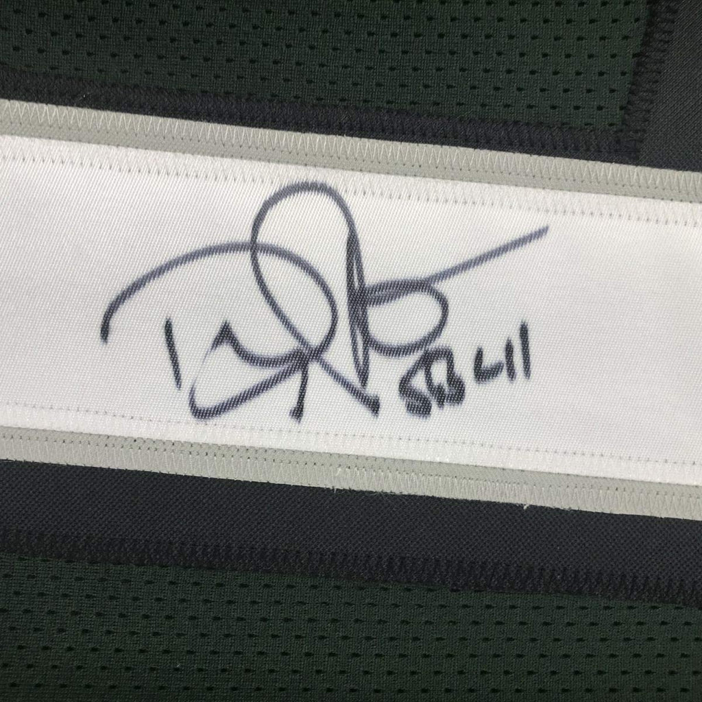 Framed Autographed/Signed Doug Pederson #1 35x39 Philadelphia Green Football Jersey Beckett BAS COA