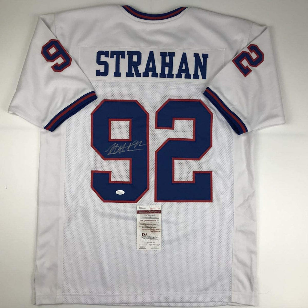 Autographed/Signed Michael Strahan New York Color Rush Football Jersey JSA COA