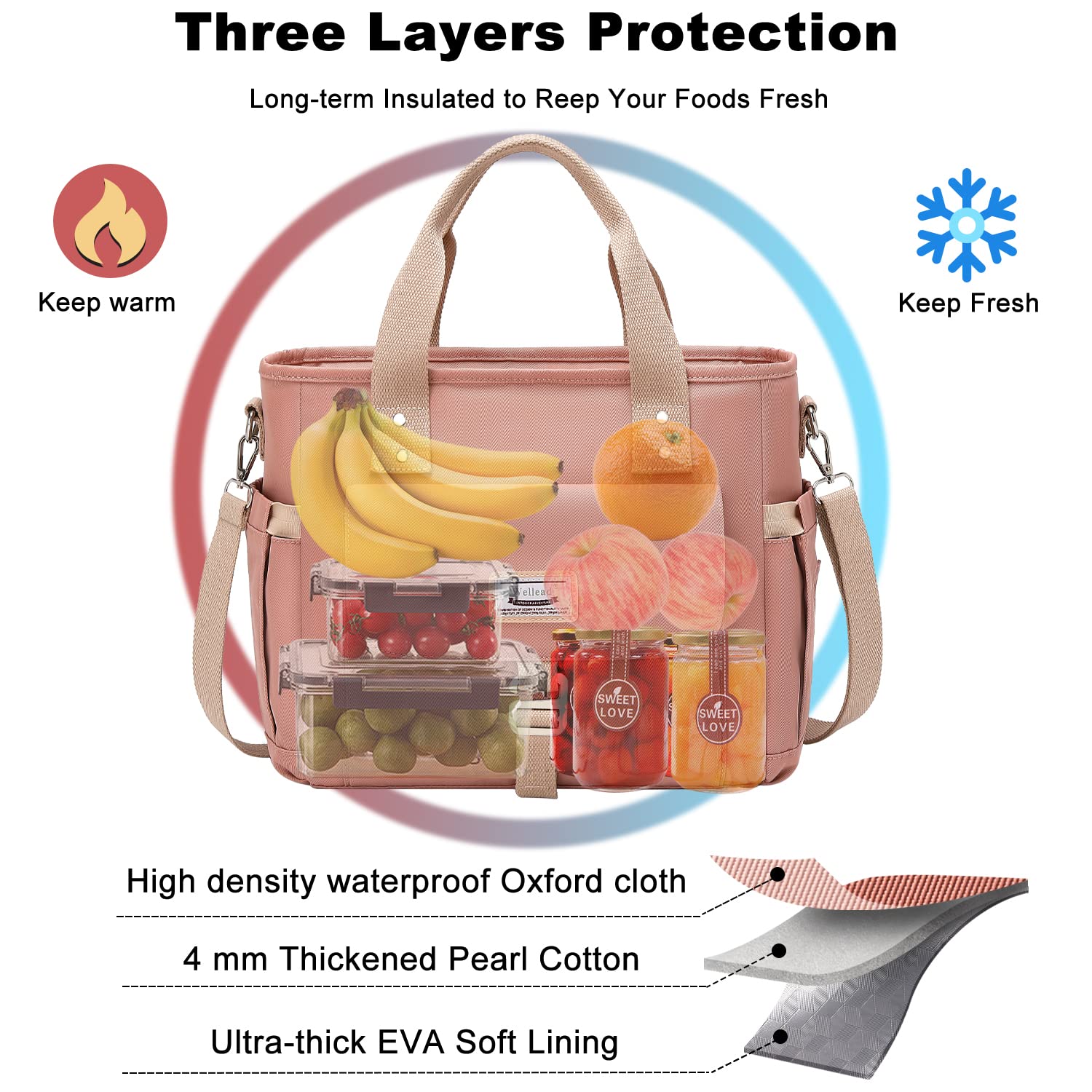 Weitars Lunch Bag for Women Work,Insulated Lunch Box Extra Large Lunch Tote Bag