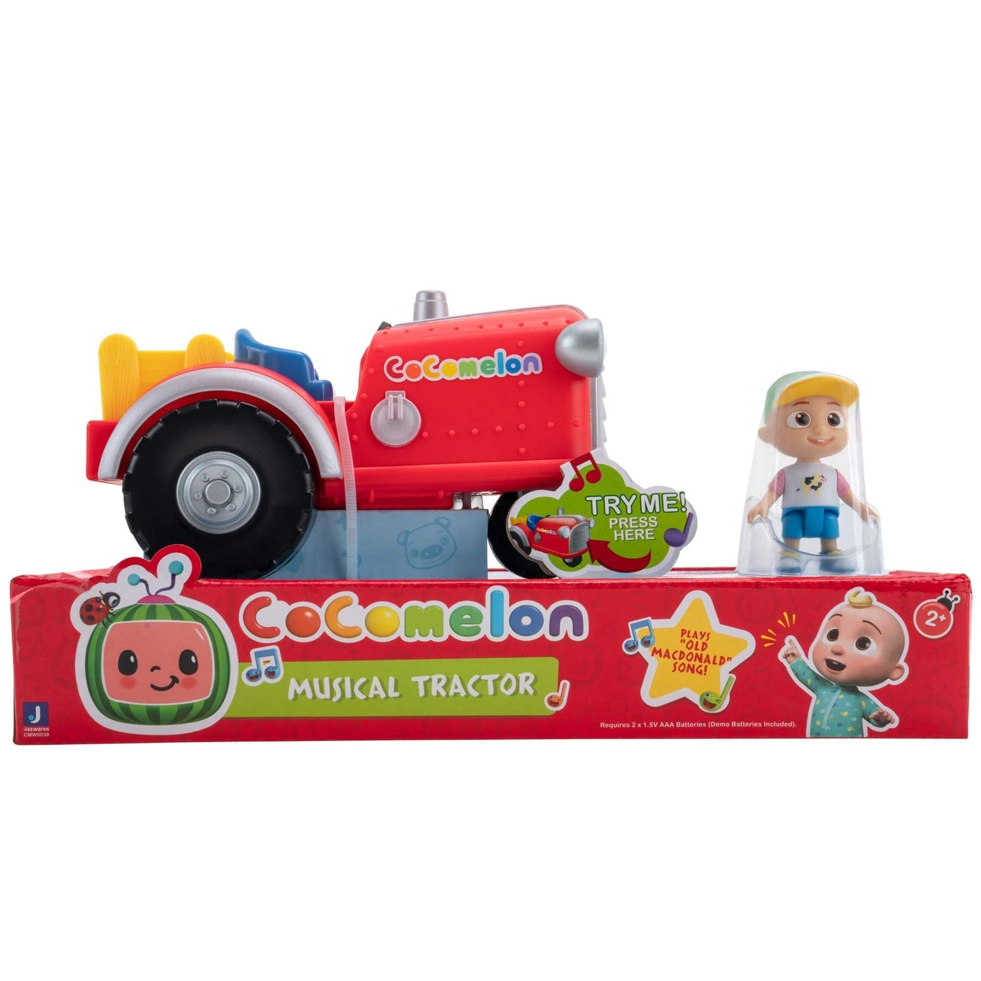 Cocomelon Official Musical Tractor w/Sounds & 3-inch JJ Figurine, Macdonald Song