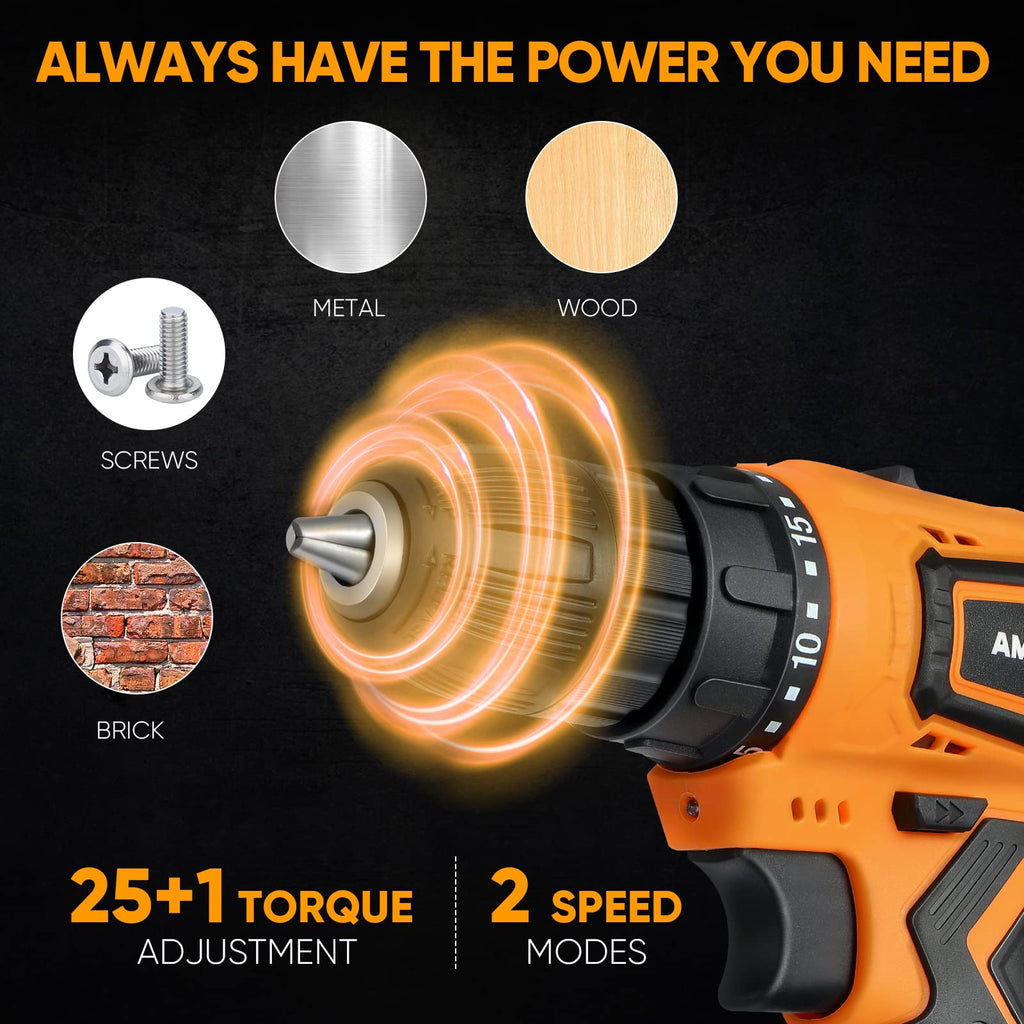 Cordless Drill Set, 12V Max Lithium-Ion, 24-Piece Accessories