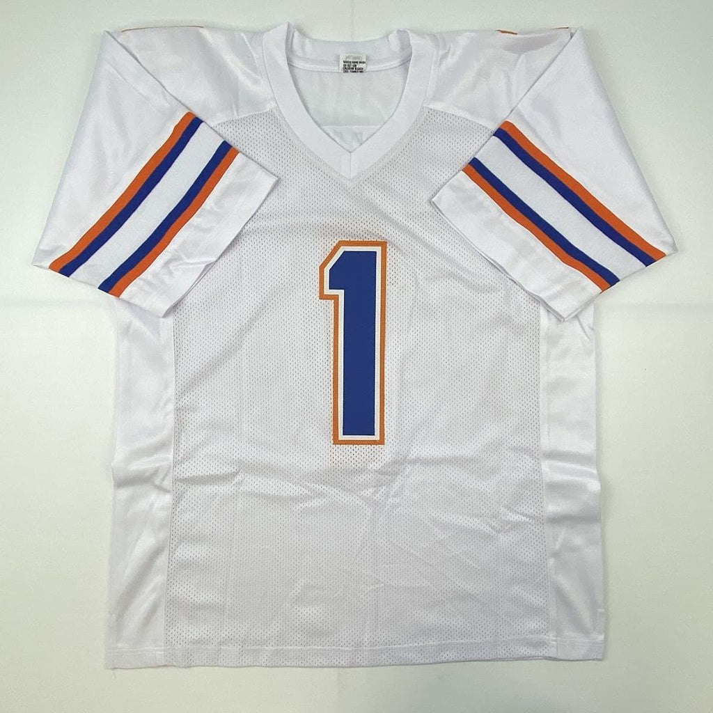 Autographed/Signed Kadarius Toney Florida White College Football Jersey JSA COA