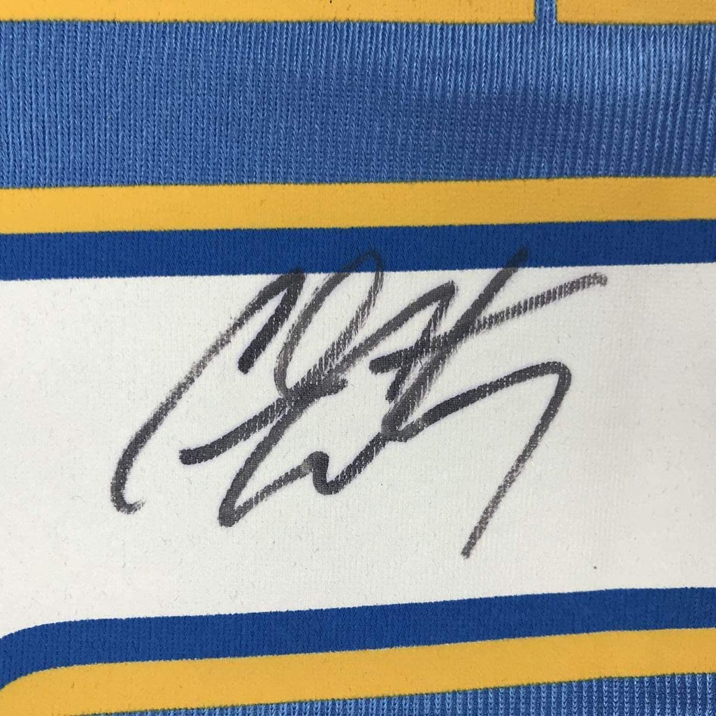 Framed Autographed/Signed Carmelo Anthony 35x39 Denver Blue Basketball Jersey JSA COA