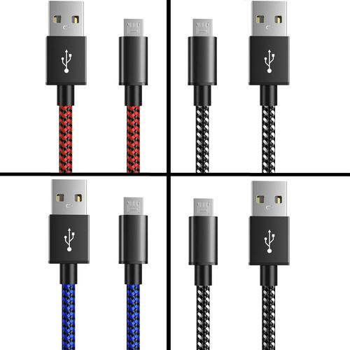 PS4 Controller Charger 4 Cables 10ft Nylon Braided Micro USB Charging Cable