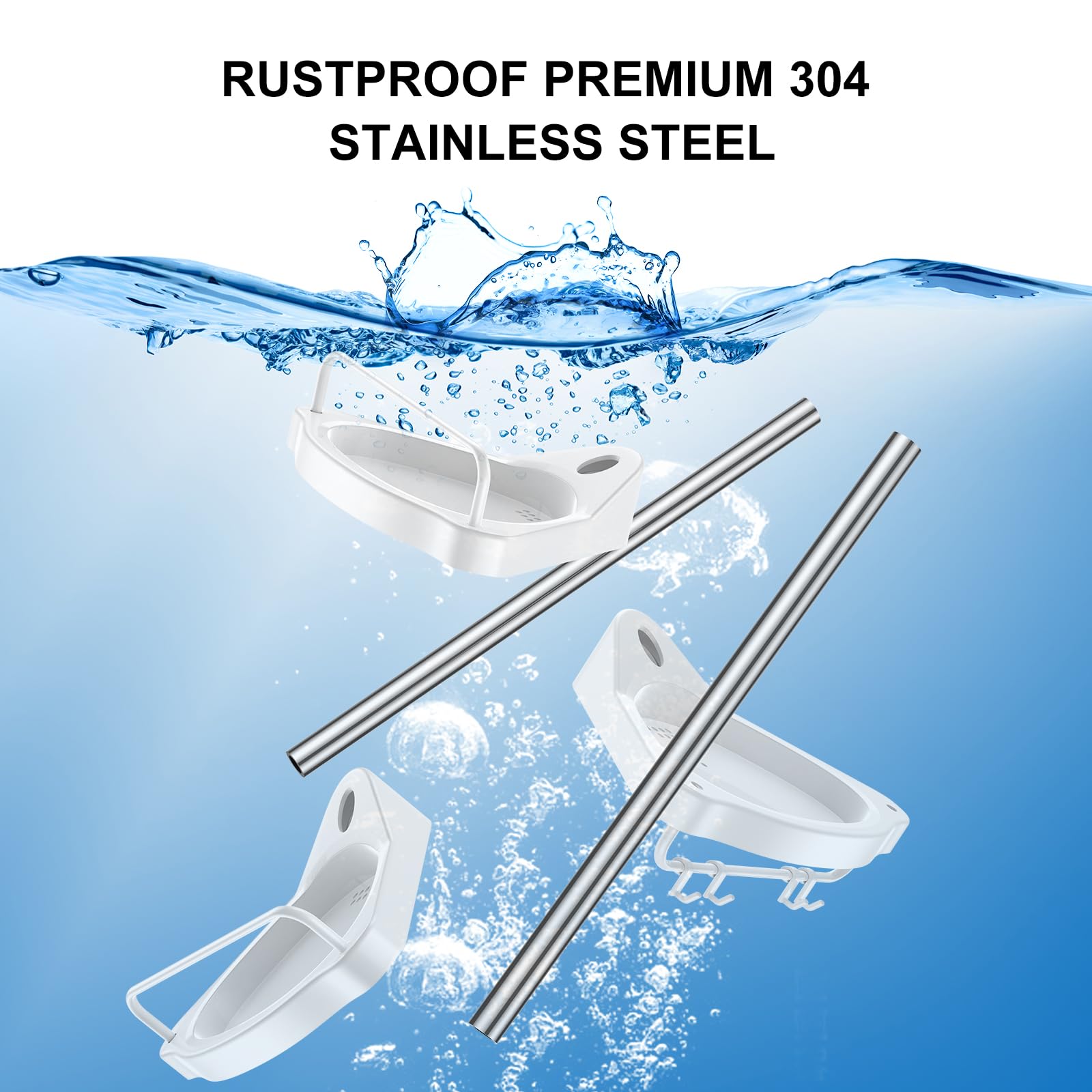 Corner Shower Tension Pole: Adjustable Stainless Steel Organizer 4 Tier Shelf
