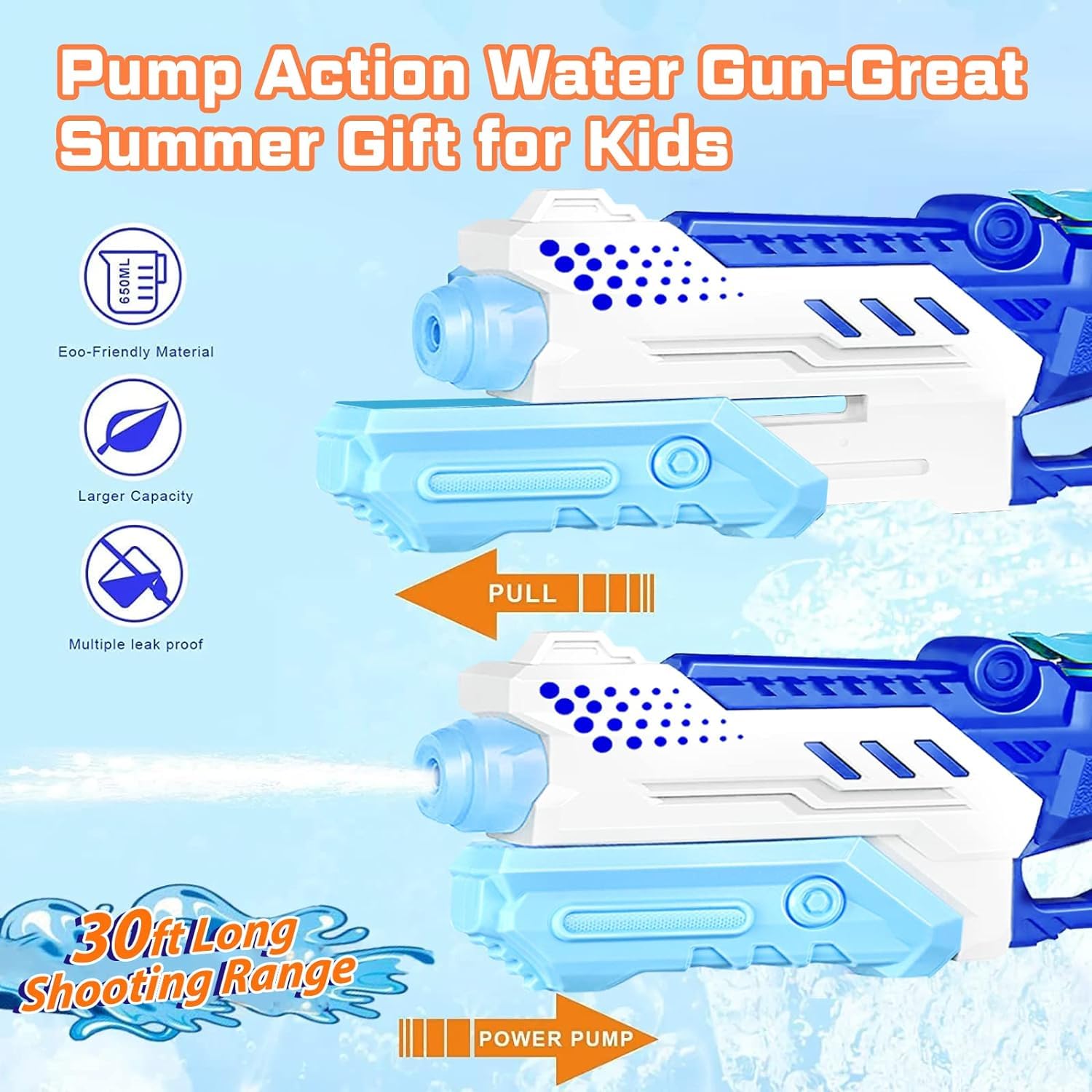 4 Pack Water Soakers for Kids Adults - Super Squirt Water Toy Long Range Water Shooter