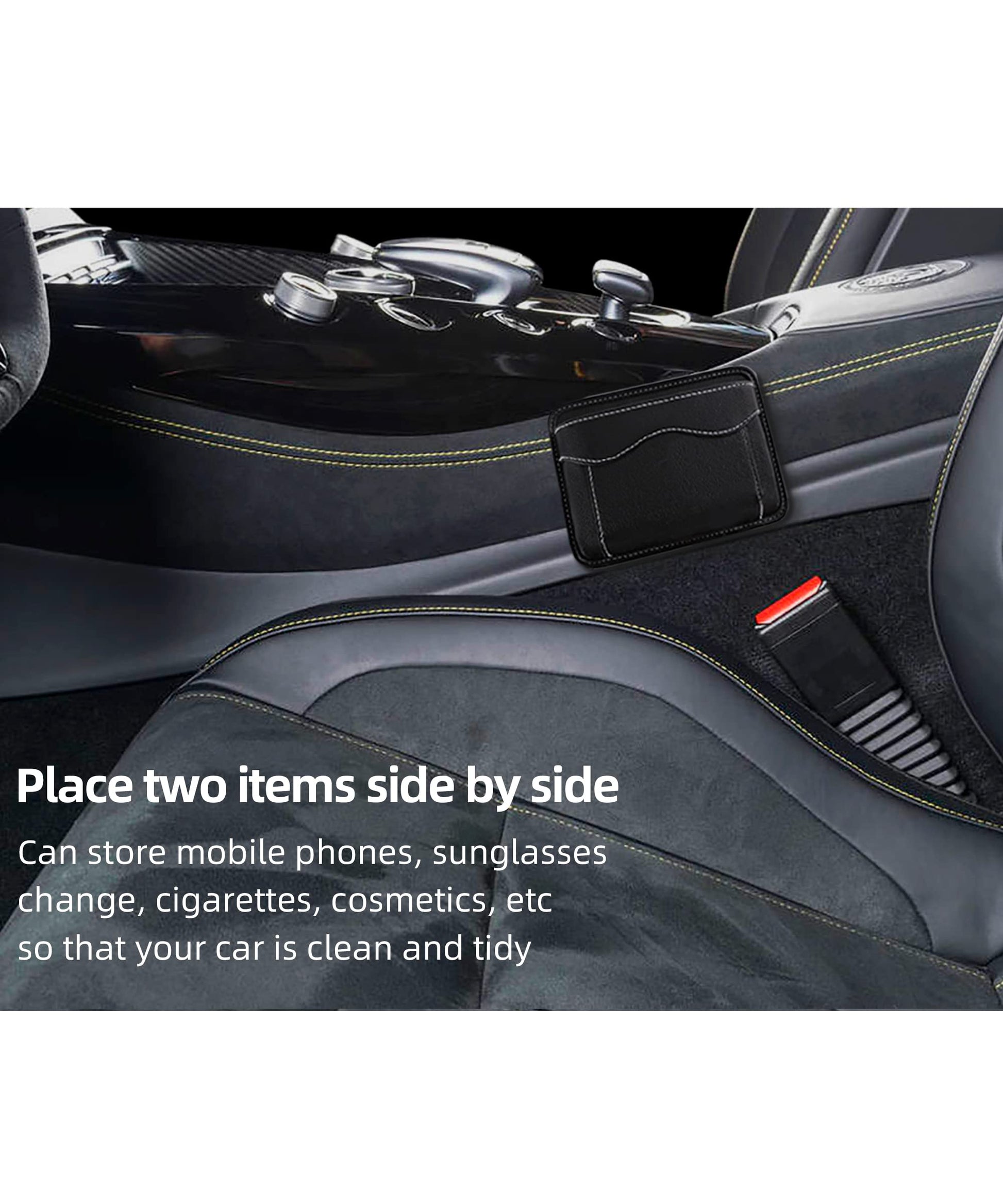Car Seat Side Pocket Organizer PU Leather Pen Phone Sunglasses Holder Tray Pouch