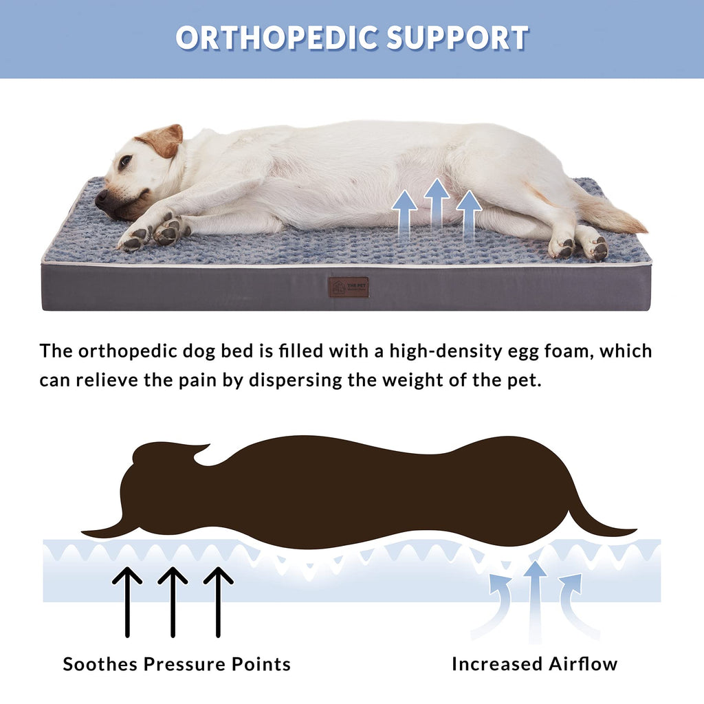 XL Orthopedic Dog Bed for Large and Extra Large Dogs, Egg-Crate Foam - GREY