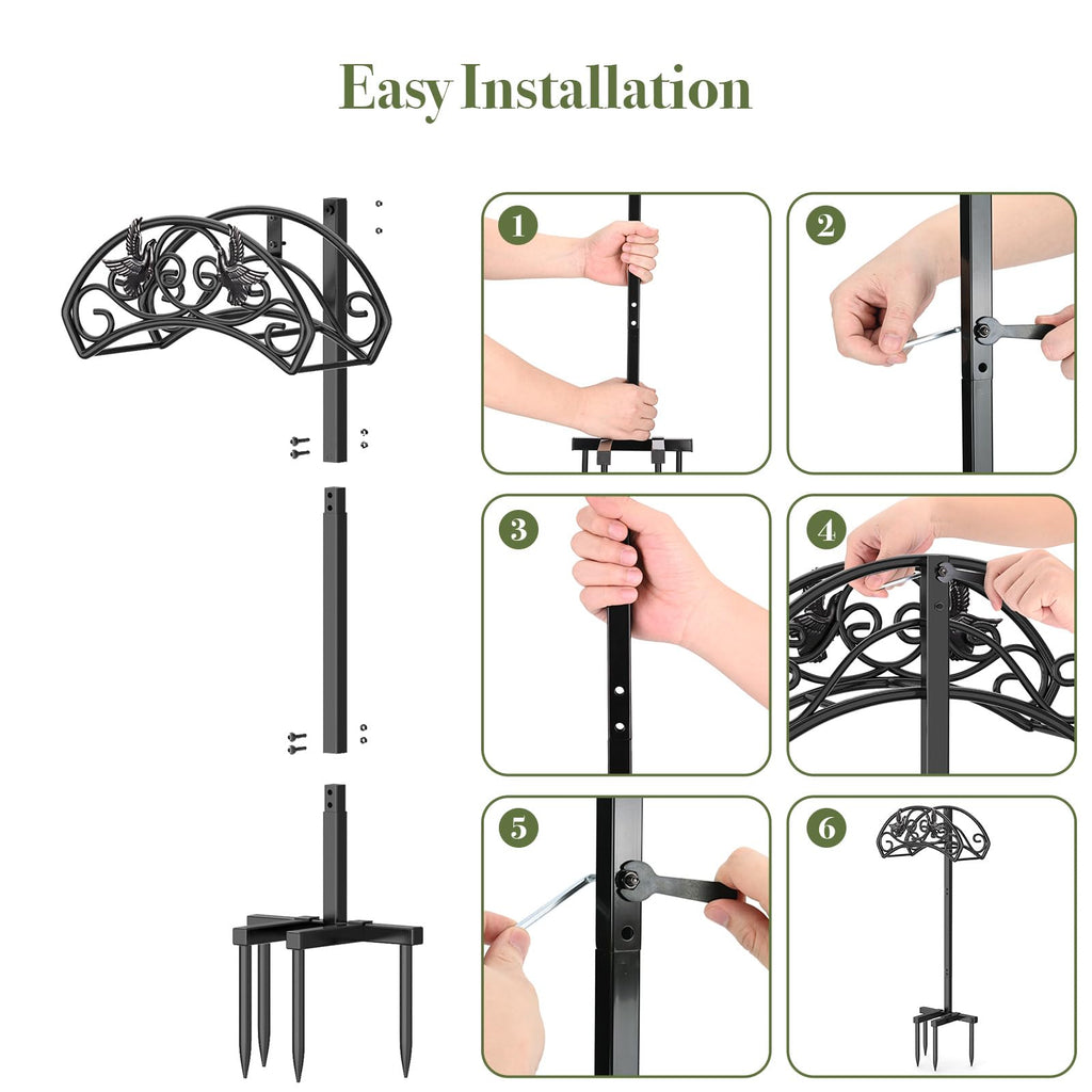 Garden Hose Holder, Heavy Duty Metal Freestanding Hose Stand - Black