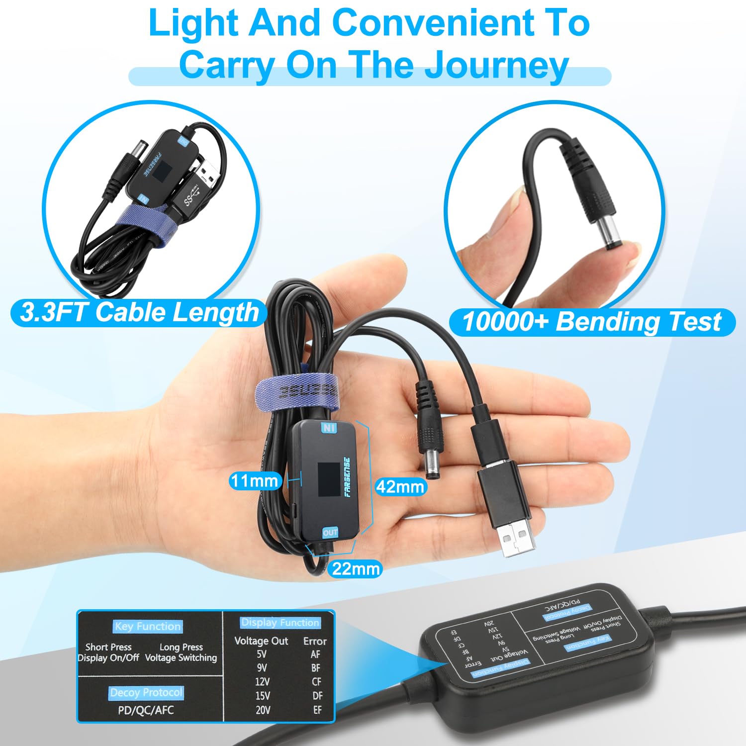 USB C to DC Adapter, Barrel PD Trigger Cable 3.3ft with USB C Male to Female/USB