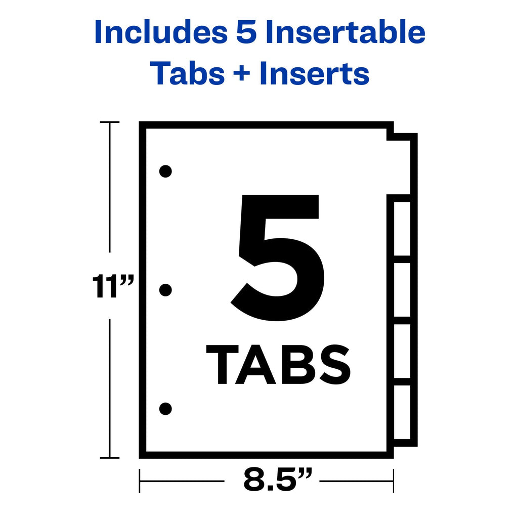 Avery Dividers for 3 Ring Binders, 5-Tab, Plastic, Insertable, 24 Sets (11900)