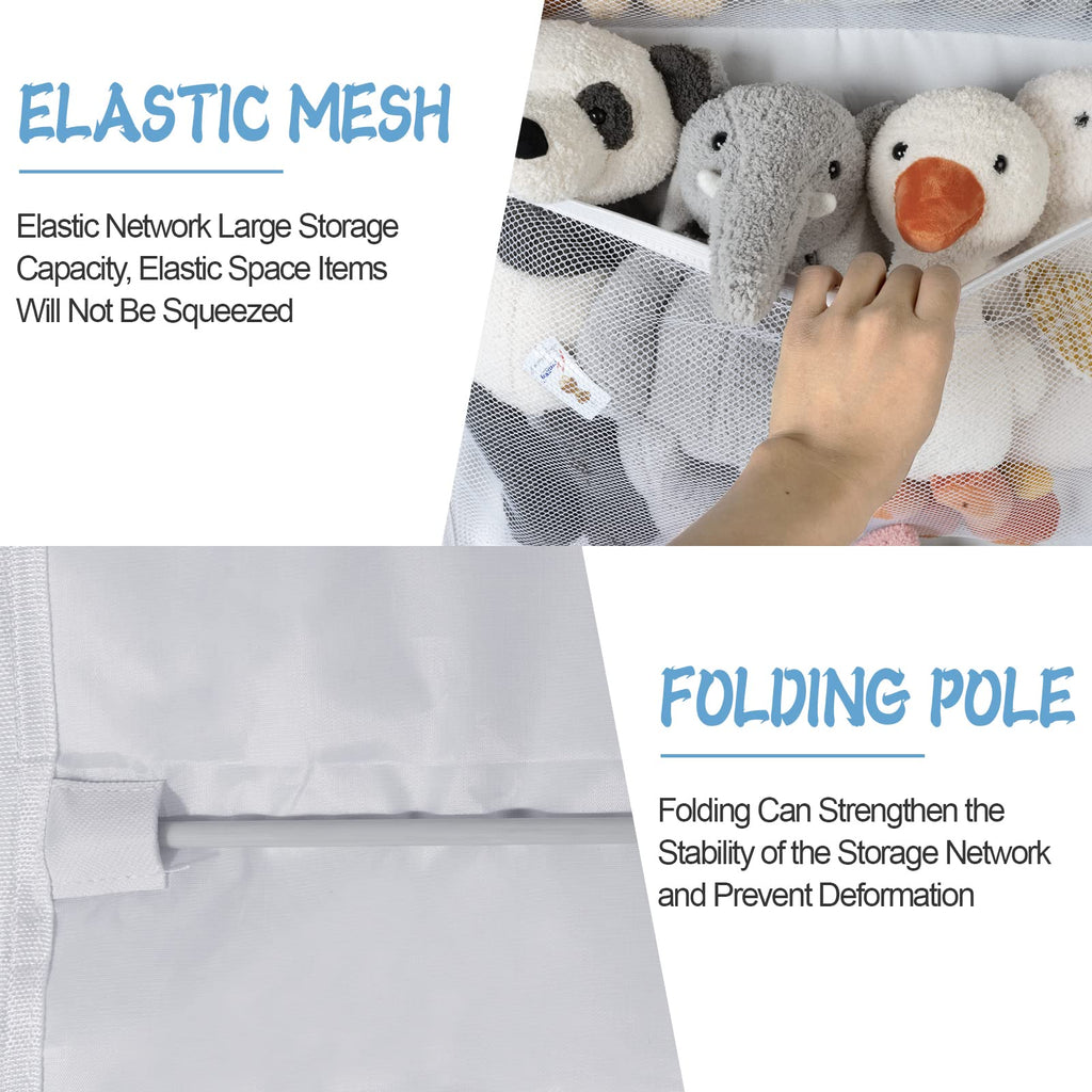 Stuffed Animal Storage, Plus Size Over The Door Organizer Storage Pocket (White)