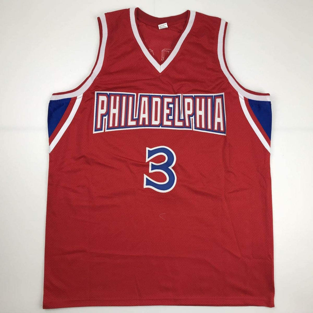 Autographed/Signed Allen Iverson Philadelphia Red Basketball Jersey JSA COA