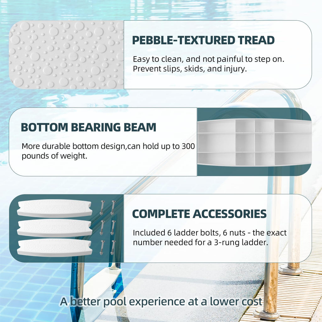 TonGass 3-Pack, White 18" Universal Pool Ladder Steps Replacement parts