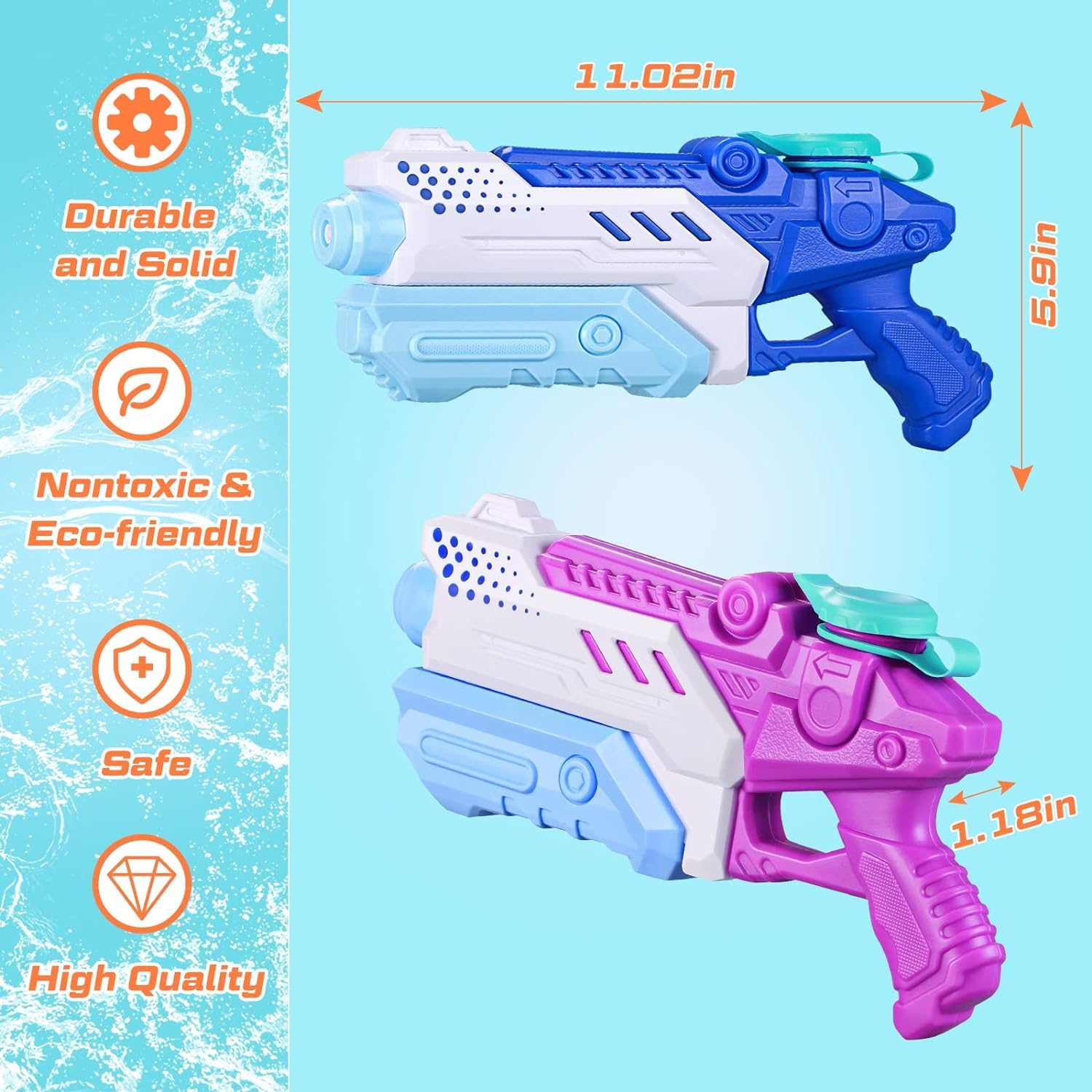 4 Pack Water Soakers for Kids Adults - Super Squirt Water Toy Long Range Water Shooter