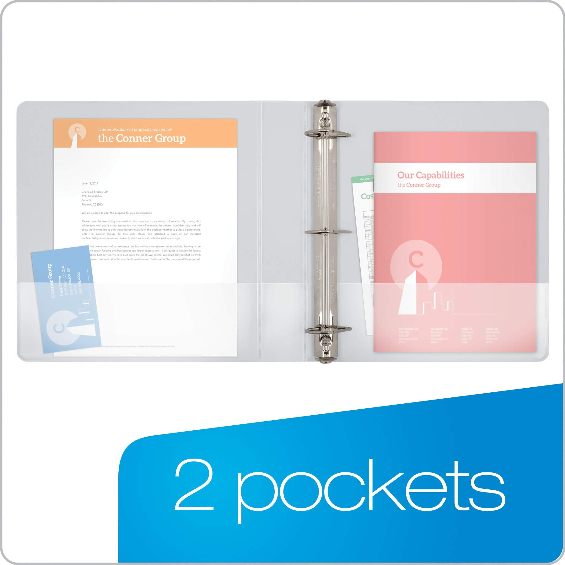 5-Pack - 2" D-Ring Binder, 425 Sheet Capacity, ClearVue Cover, White (49120)