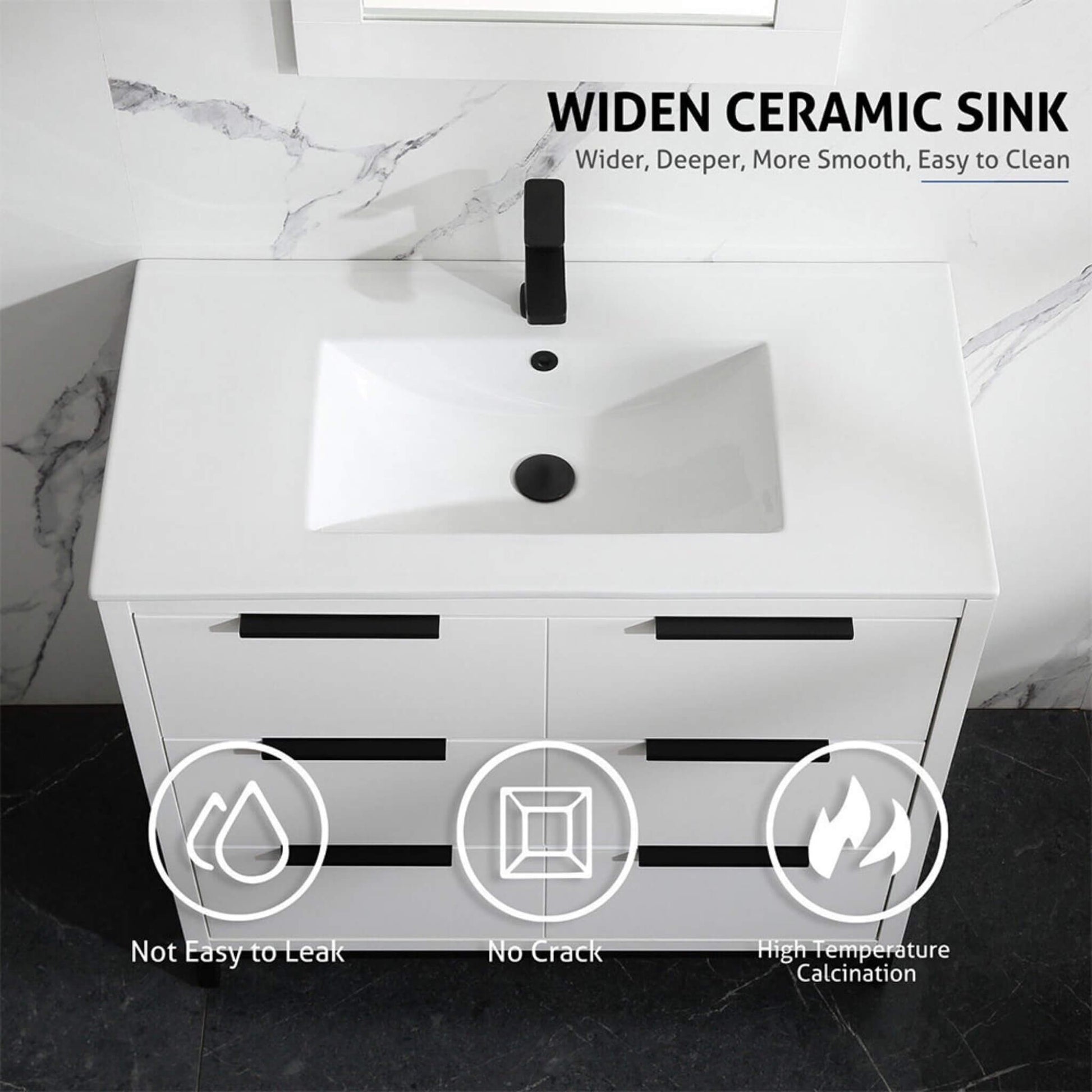 72" Bathroom Vanity Set With Ceramic Sinks And MDF Drawer Cabinets (SAK71852)
