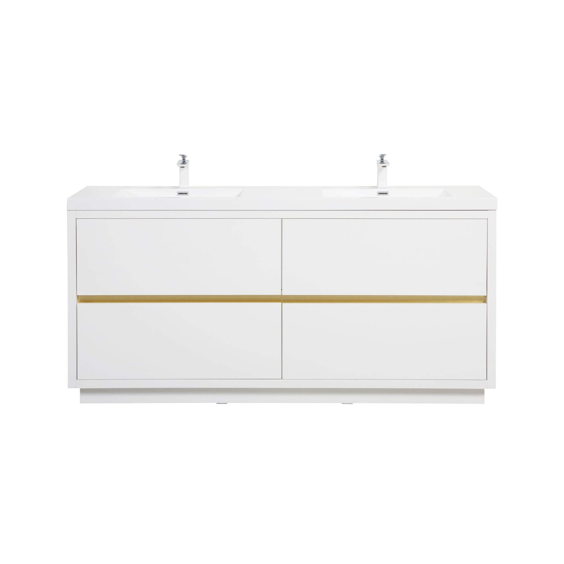Nuvia 72-Inch White Freestanding Bathroom Vanity With Sink And Stone Resin Countertop (SAK23894)