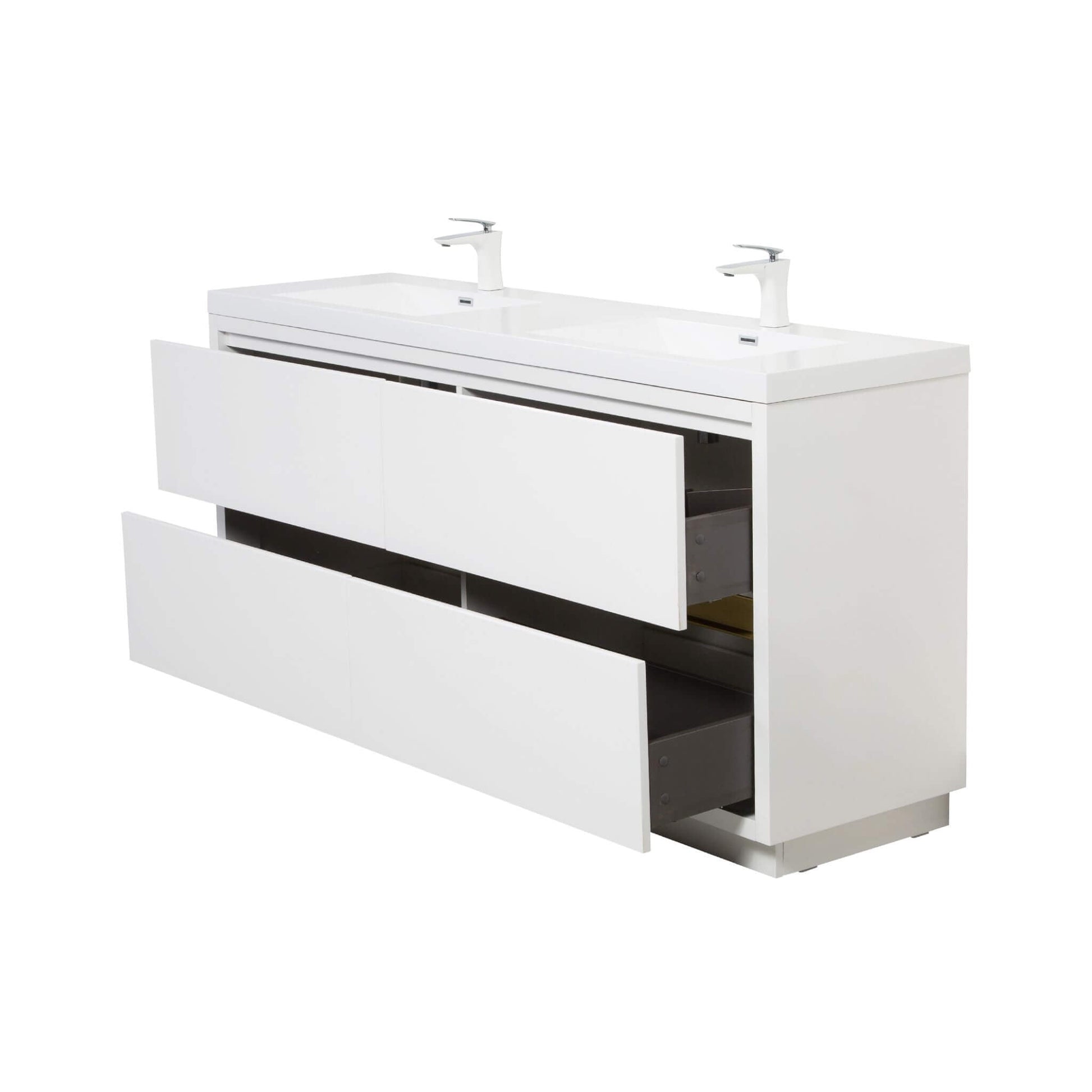 Nuvia 72-Inch White Freestanding Bathroom Vanity With Sink And Stone Resin Countertop (SAK23894)