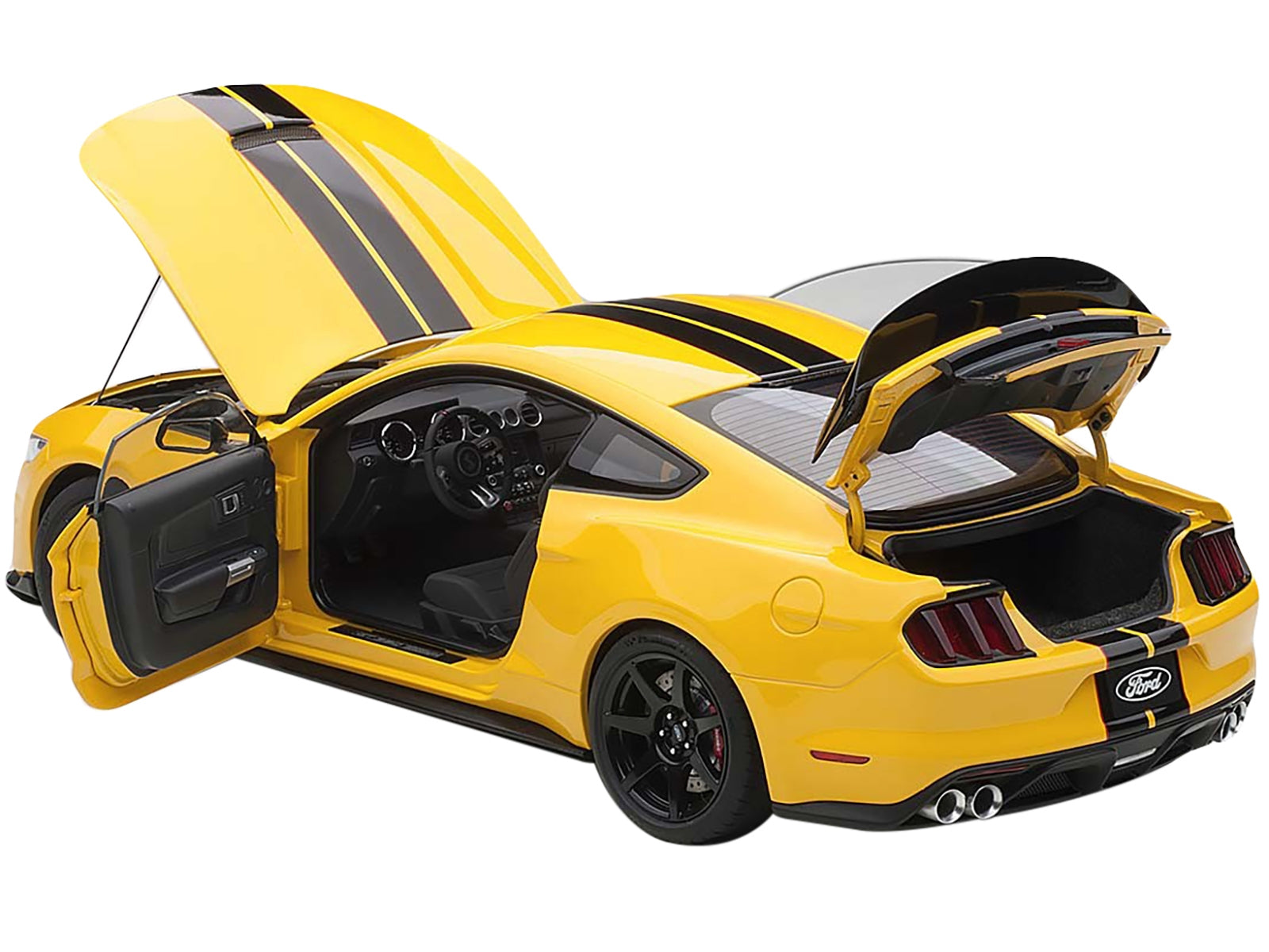Ford Mustang Shelby GT-350R Triple Yellow with Black Stripes 1/18 Model Car by Autoart