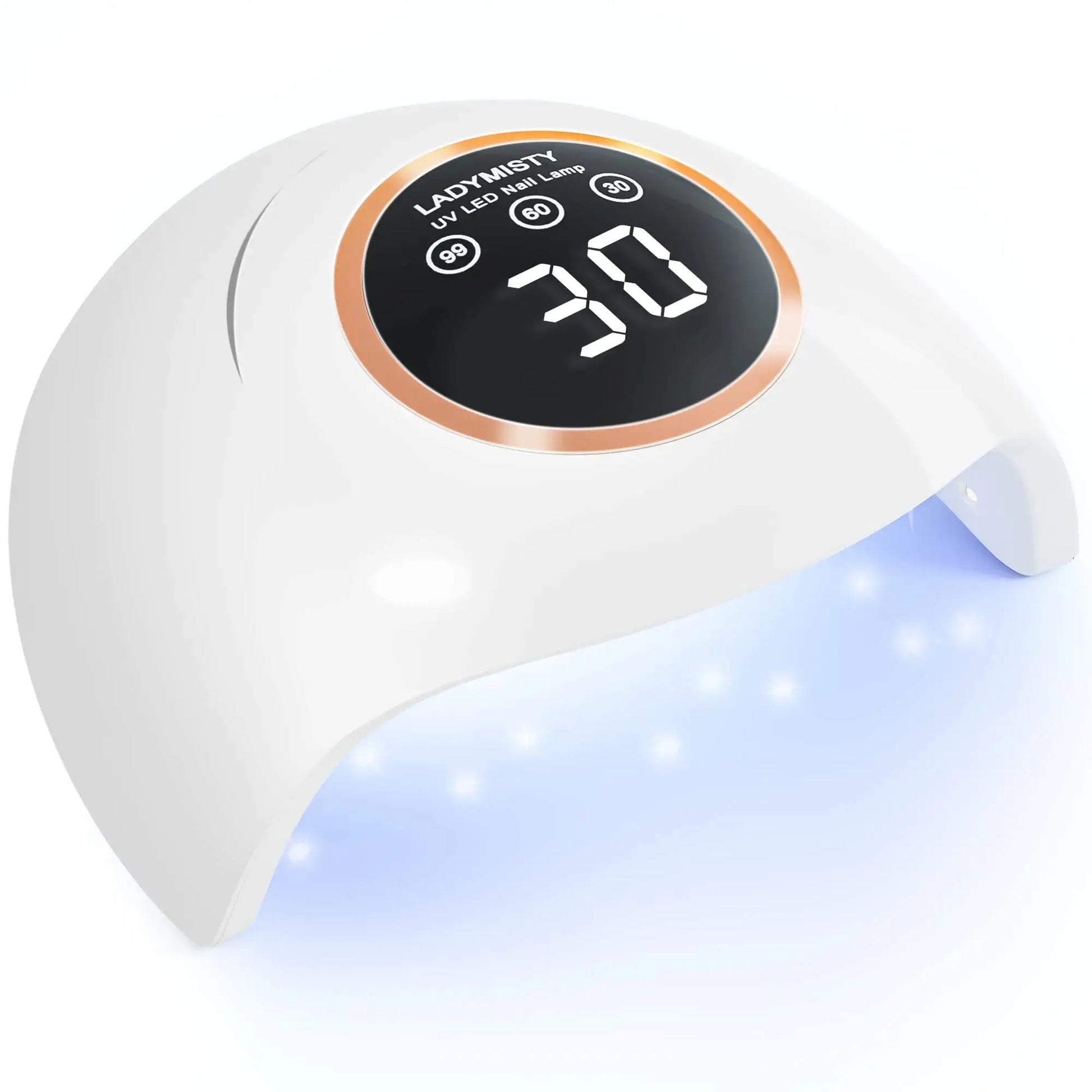 72W UV LED Nail Lamp for Gel Polish – Professional Nail Dryer with Auto Sensor, 3 Timer Settings, and LCD Touch Display – White