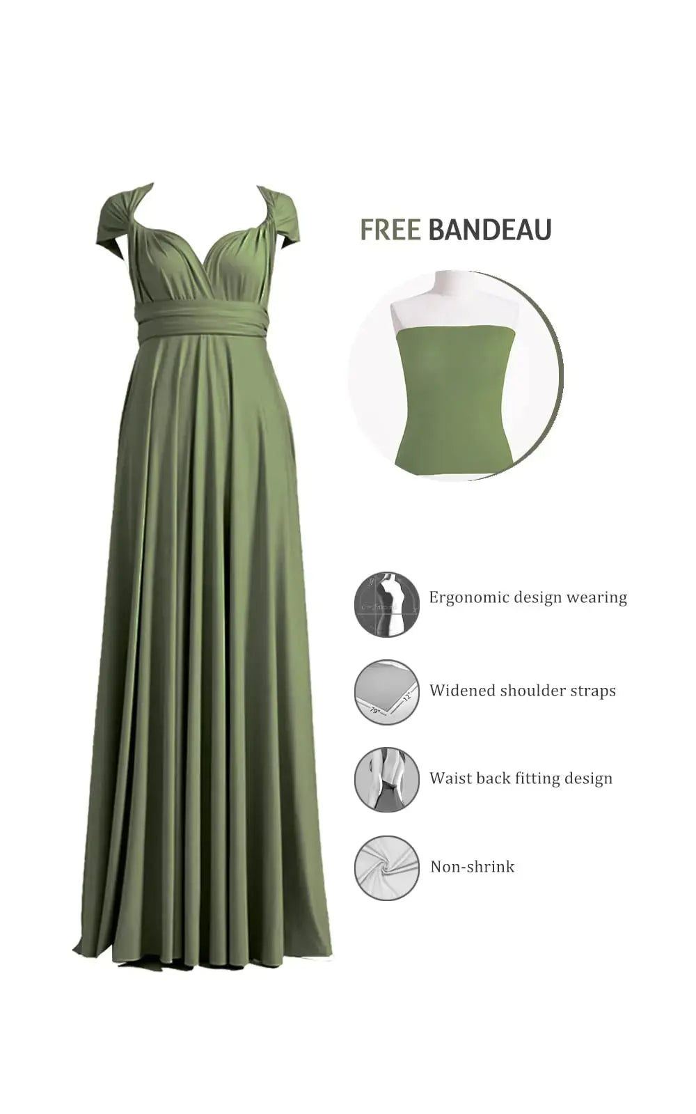 72styles Infinity Dress with Bandeau - Convertible Long Plus Size Bridesmaid Dress