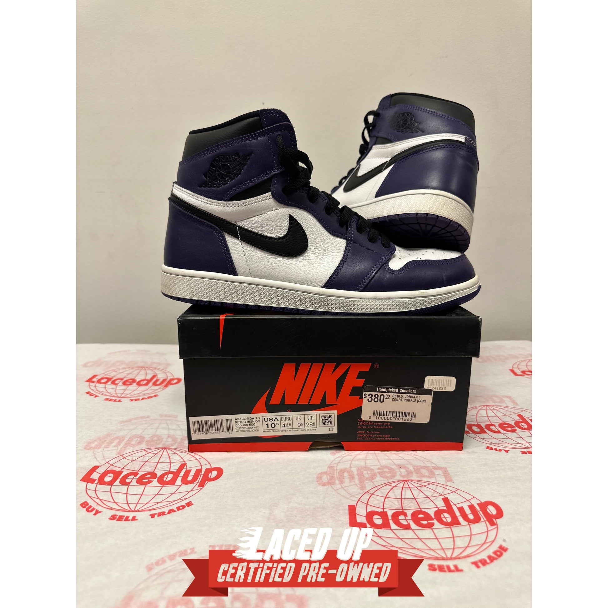 PRE OWNED  Jordan 1 Retro High Court Purple White