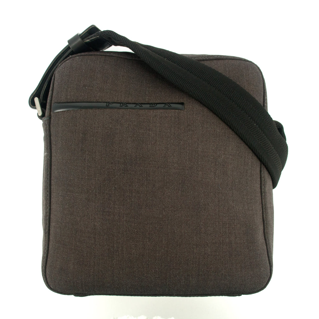 Prada Gray Canvas Crossbody Bag #7694