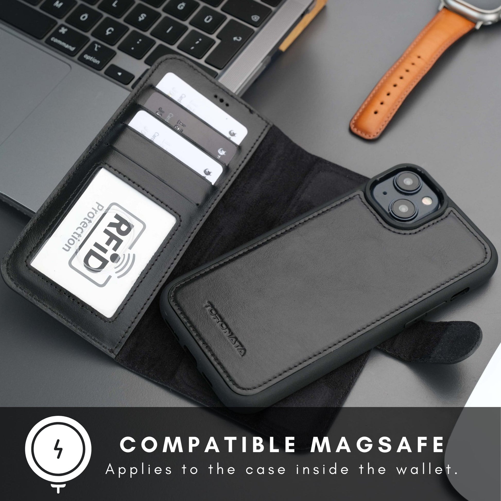 Casper Leather iPhone 14 Wallet Case | MagSafe