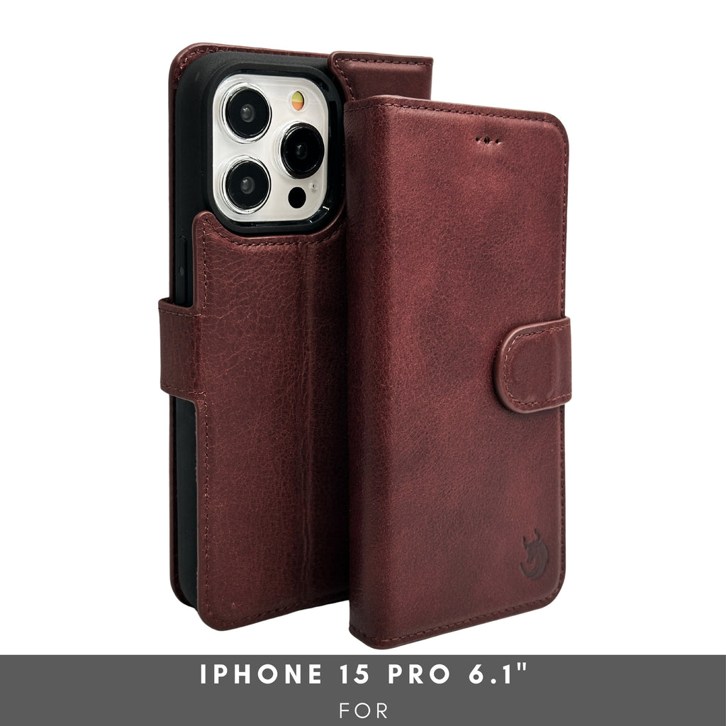 Vegas Premium Leather iPhone 15 Pro Wallet Case with MagSafe | Detachable RFID Blocking Luxury Wallet