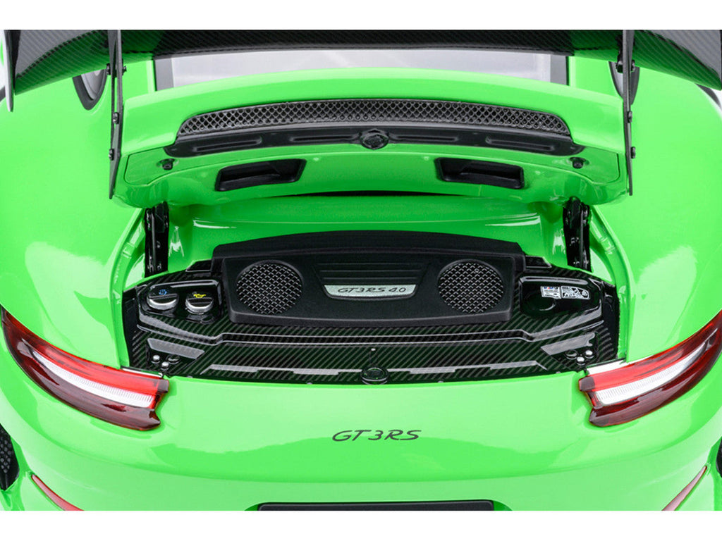 Porsche 911 (991.2) GT3 RS Weissach Lizard Green with Carbon Hood and Top 1/18 Model Car by Autoart