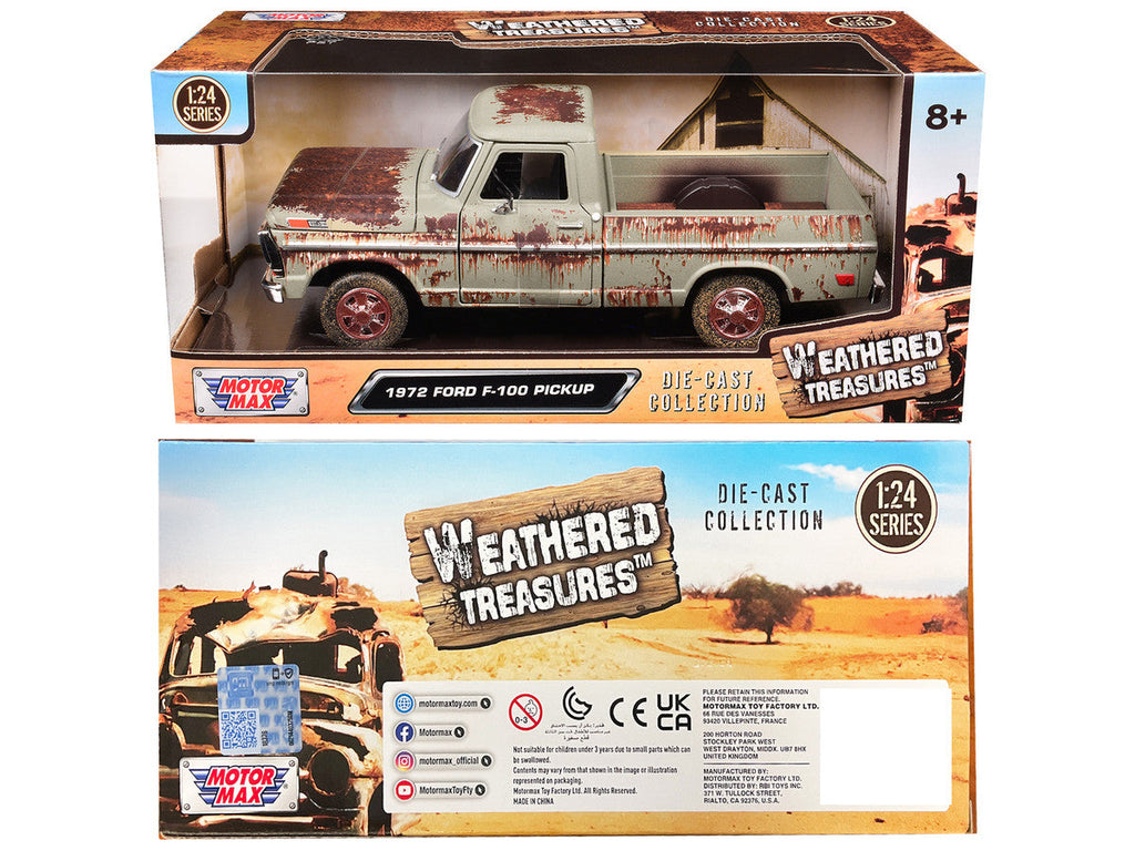1972 Ford F-100 Pickup Truck Beige (Rusted) "Weathered Treasures" Series 1/24 Diecast Model Car by Motormax