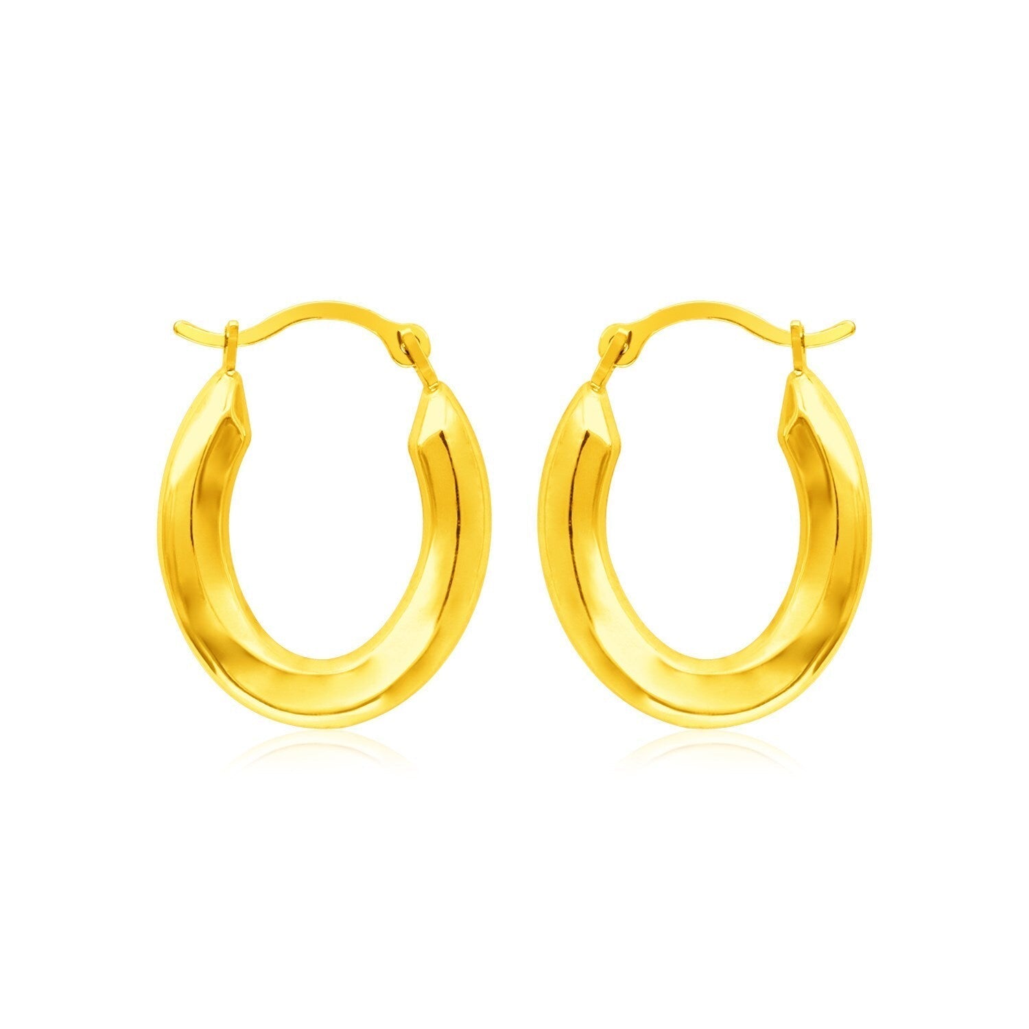 14k Yellow Gold Polished Oval Hoop Earrings