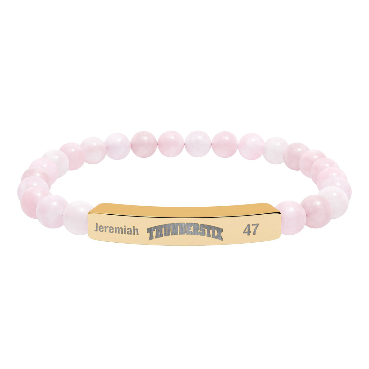 Natural Stone Stretch Bar Bracelet (Engraving - Thundersticks) Personalization Avail (Player Name and #)