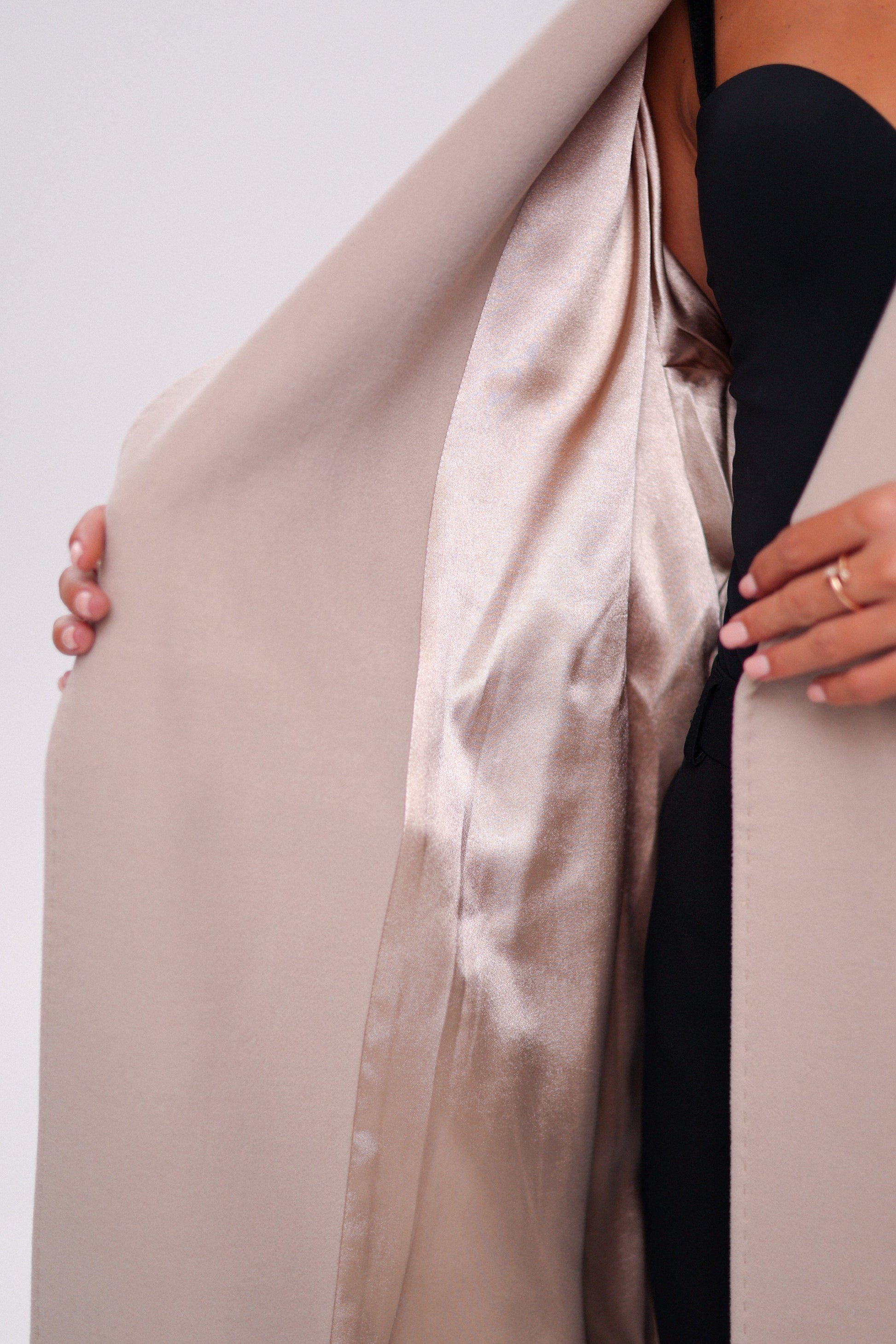 Cambridge Comfort Wraparound Wool Cashmere Coat in Nude