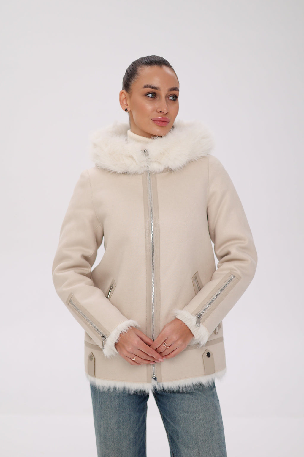 ⇆ Reversible Hooded Wool Blend Jacket
