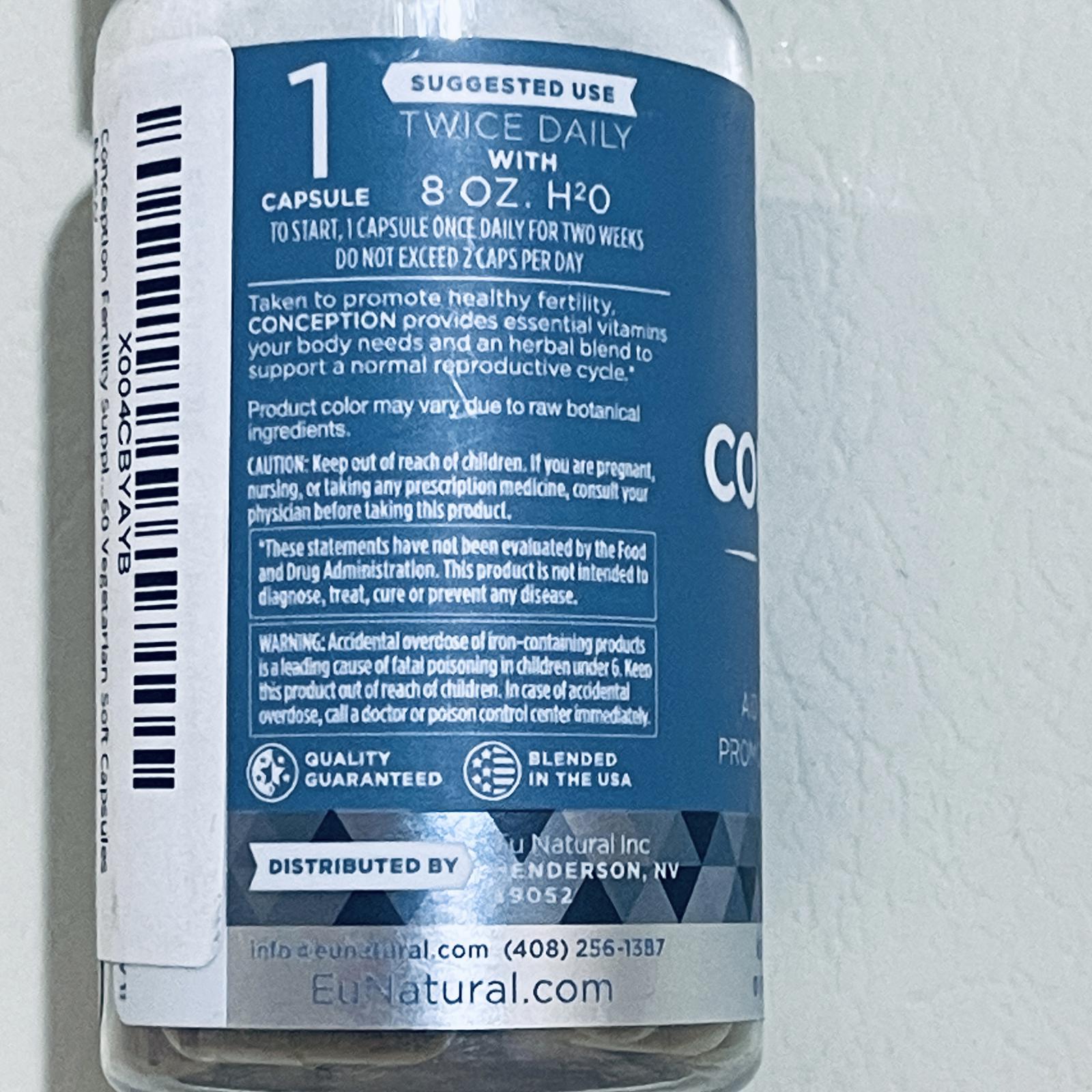 Eu Natural Conception For Her Fertility Aid Dietary Supplement, 60 Vegetarian Capsules EXP 7/2026