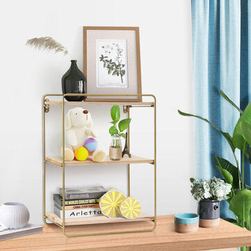 3 Tier Rustic Floating Shelf Golden Wall Shelf Wall Mounted Modern Decor Wood Shelves for Bedroom Home Decor