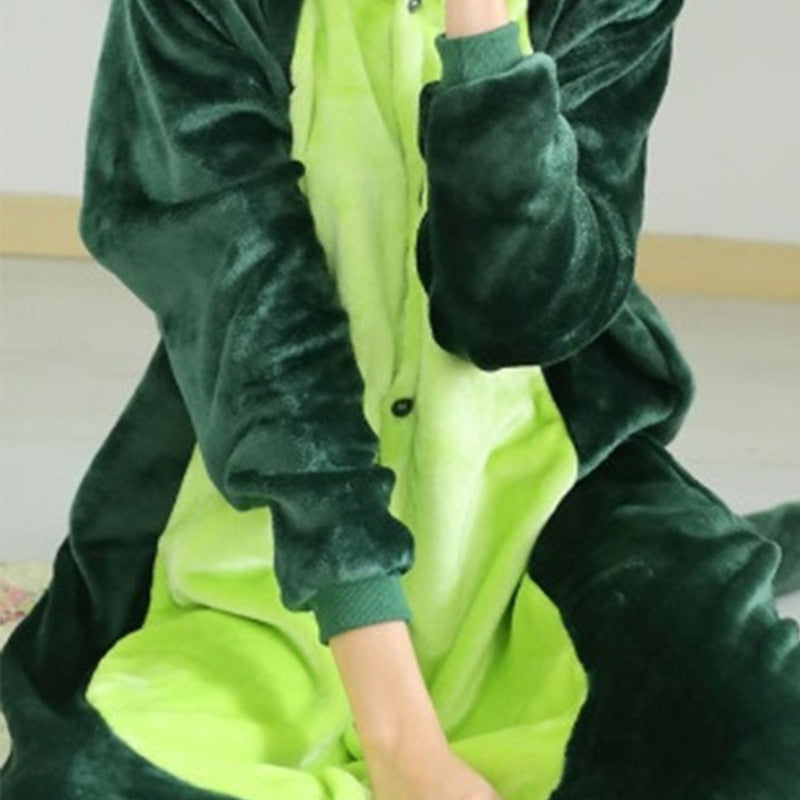 Flannel Funny Dinosaur Pajama Animal Dinosaur Family Home Funny Costume One-Piece