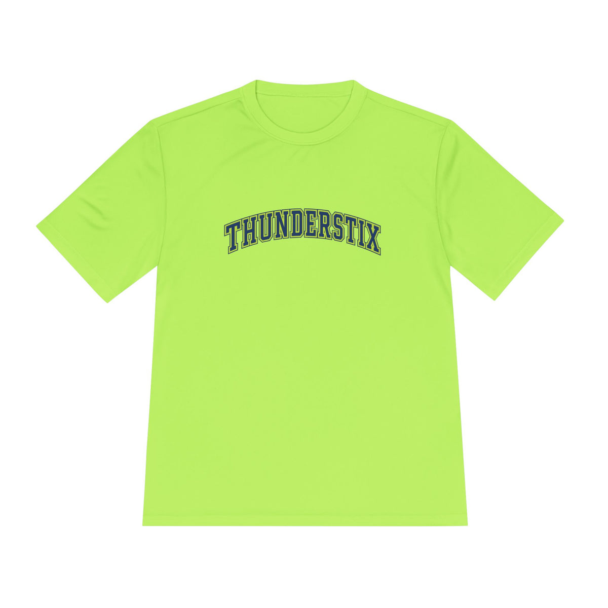 Thunderstix Athletic Tee — Yellow-Green Logo Moisture-Wicking Shirt