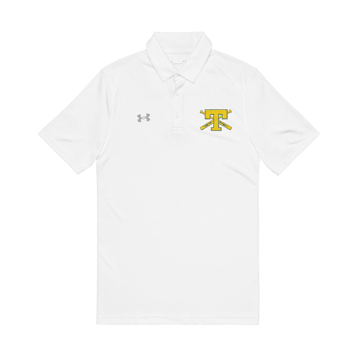 Embroidered White Polo Shirt with Thunderstix Logo - Under Armour Men's Performance Polo