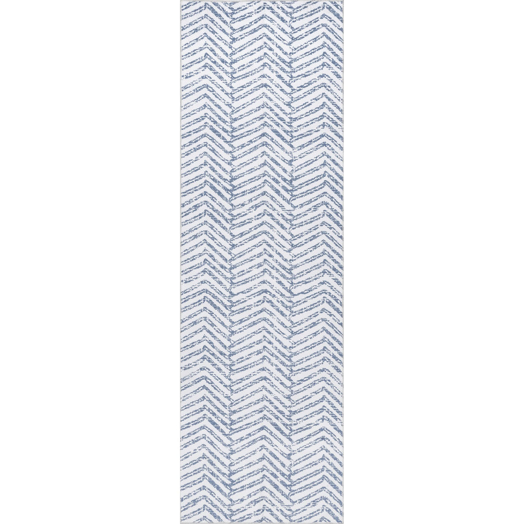 nuLOOM Rosanne Machine Washable Geometric Ultra Thin Runner Rug 2' 6" x 12' Blue