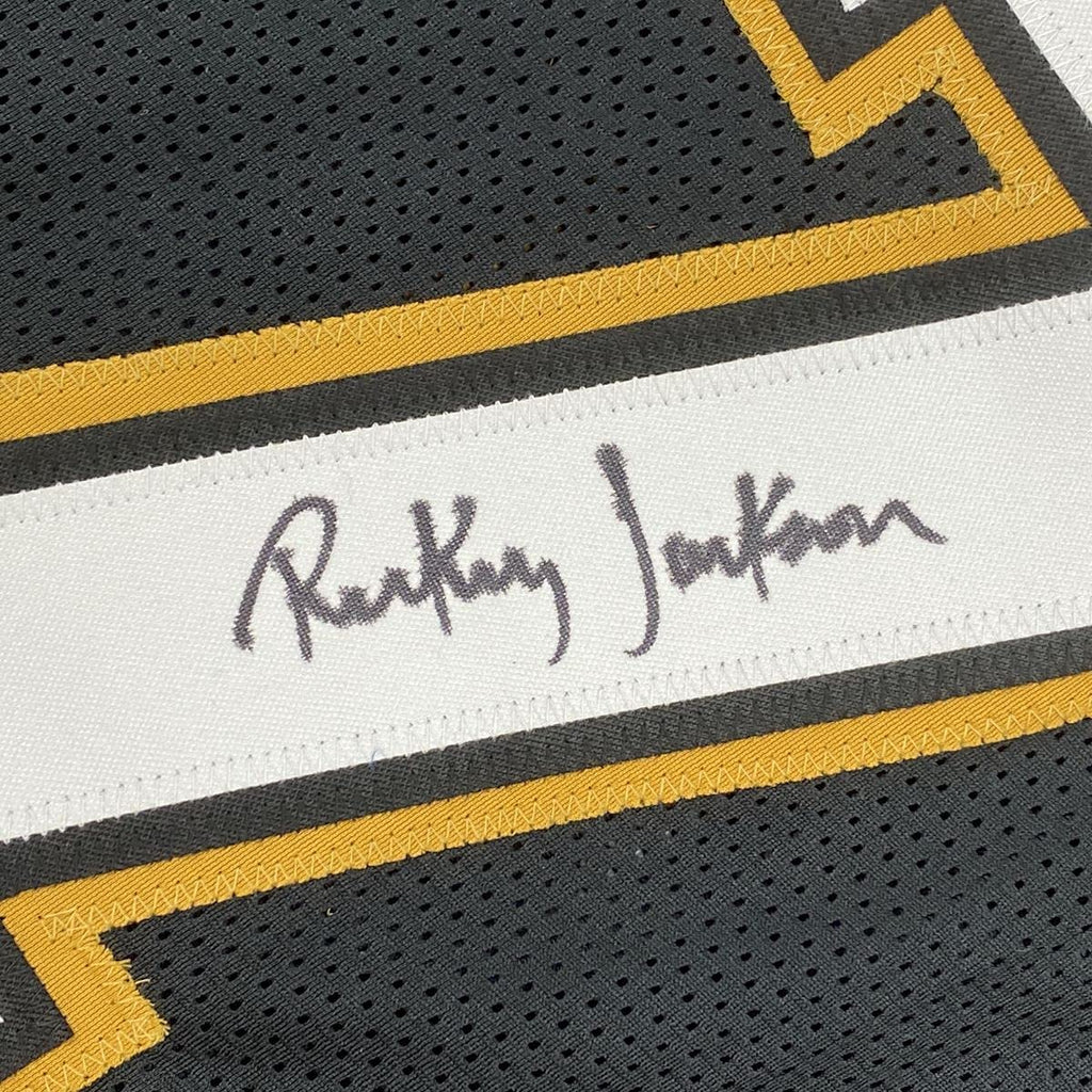 Autographed/Signed Rickey Jackson New Orleans Black Football Jersey Beckett BAS COA