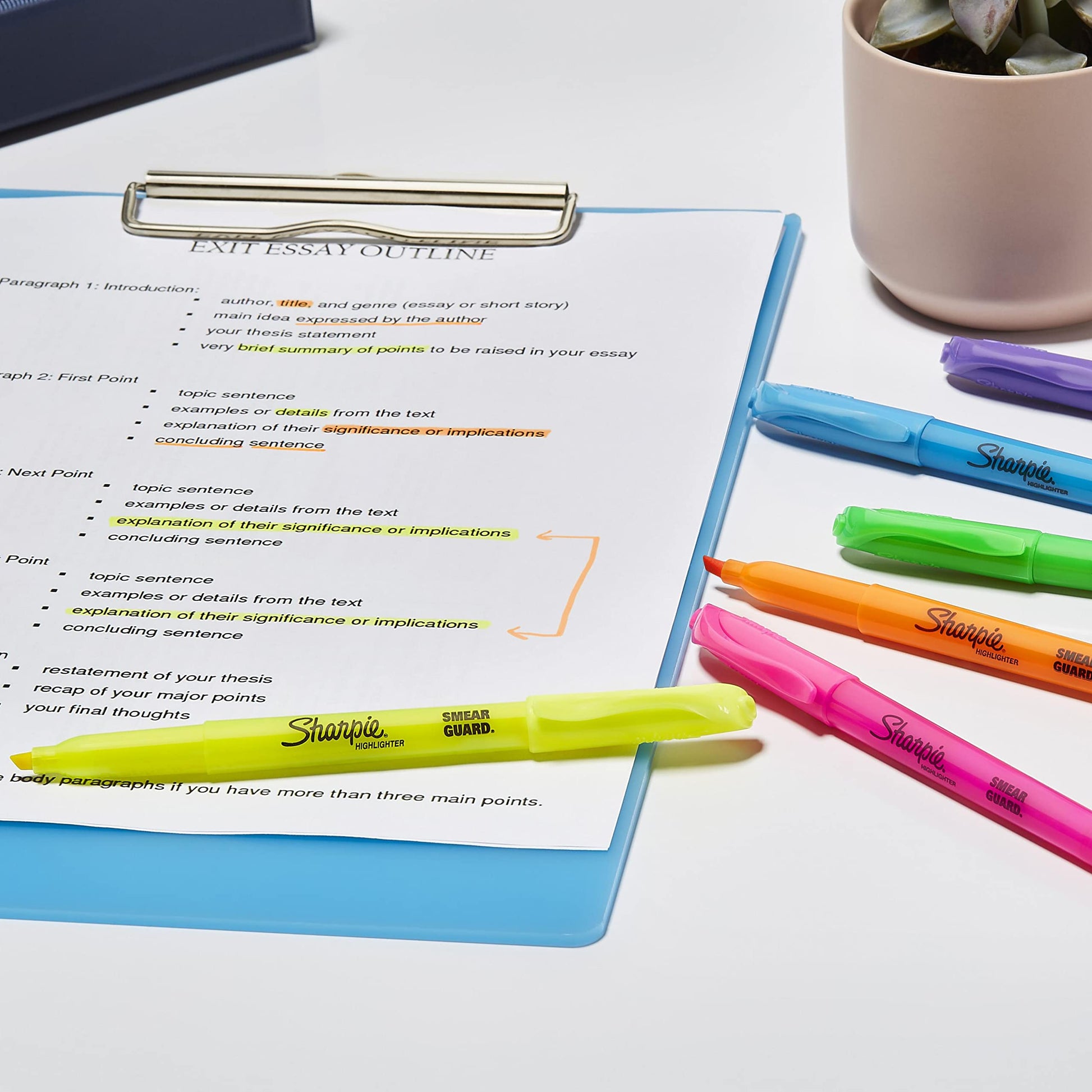 Sharpie Pocket Style Highlighters, Chisel Tip, Assorted Fluorescent, 12 Count