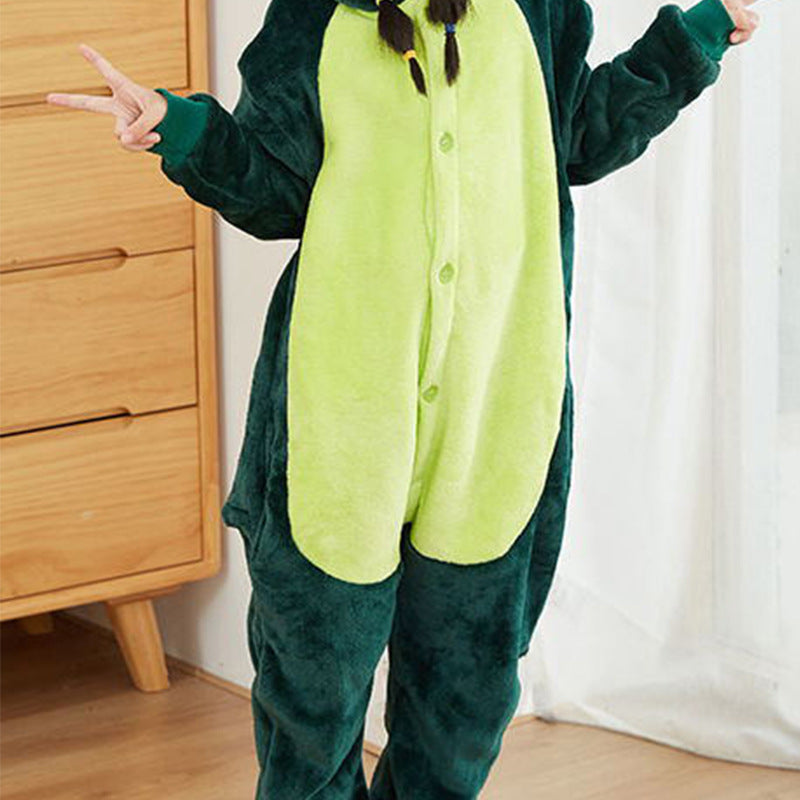 Flannel Funny Dinosaur Pajama Animal Dinosaur Family Home Funny Costume One-Piece