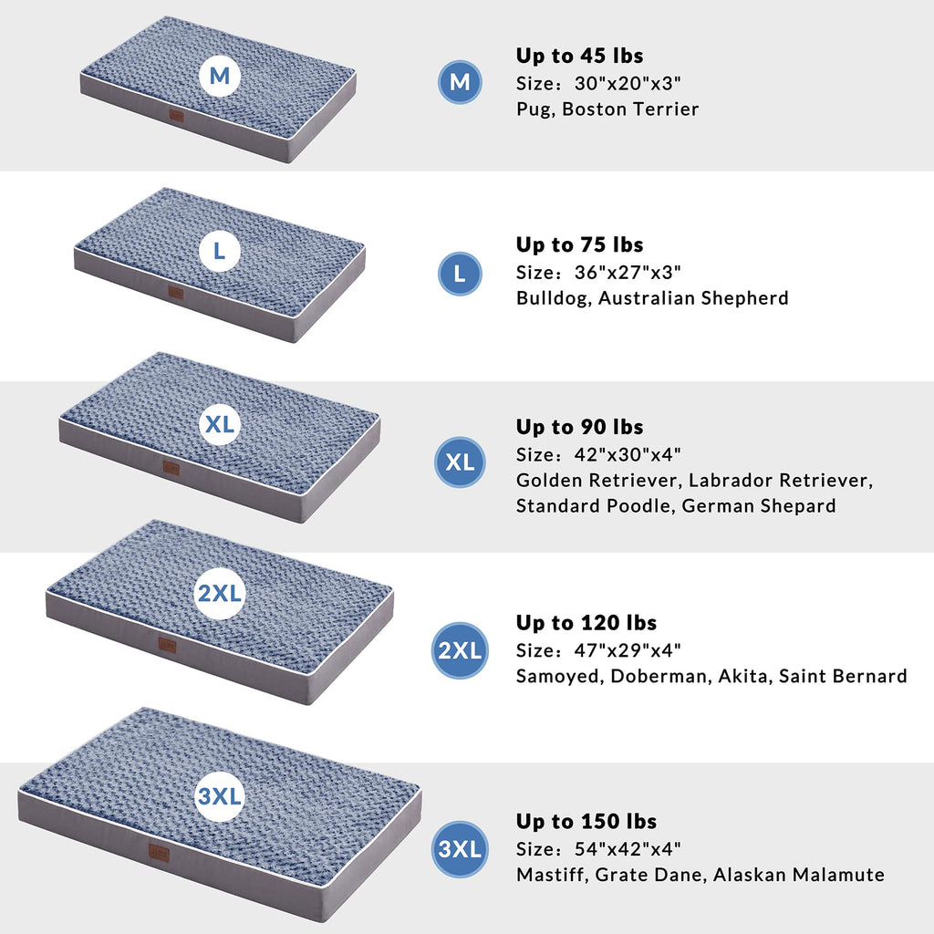 XL Orthopedic Dog Bed for Large and Extra Large Dogs, Egg-Crate Foam - GREY