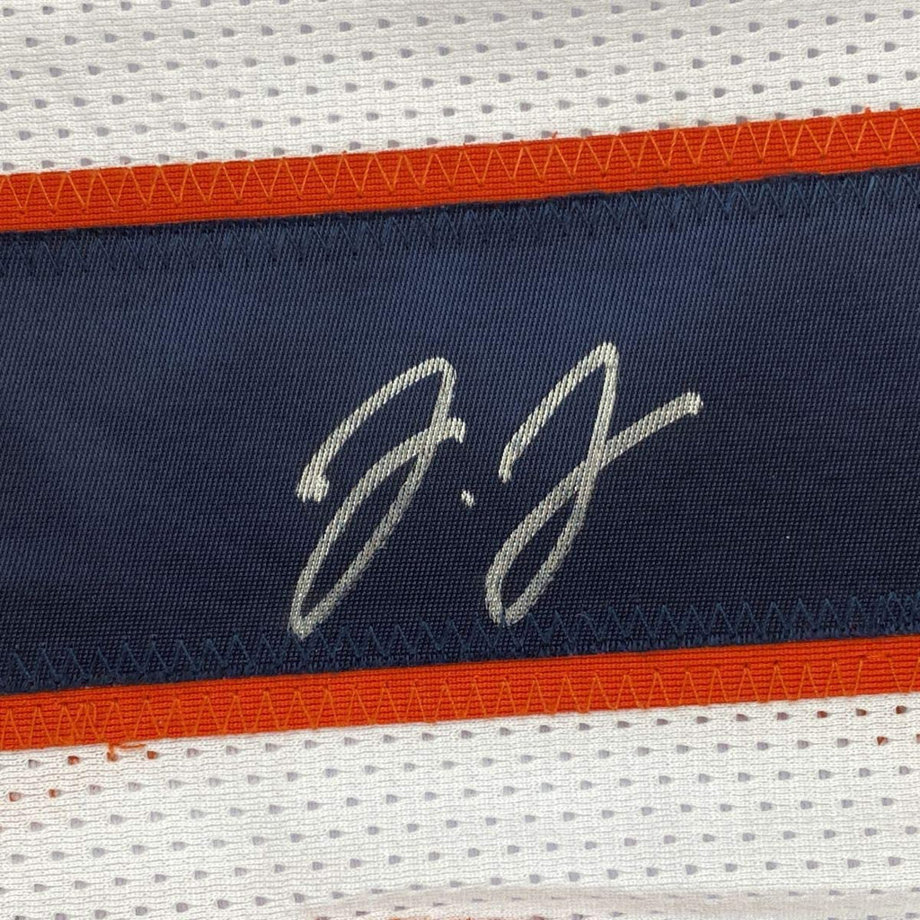 Autographed/Signed Jerry Jeudy Denver White Football Jersey JSA COA