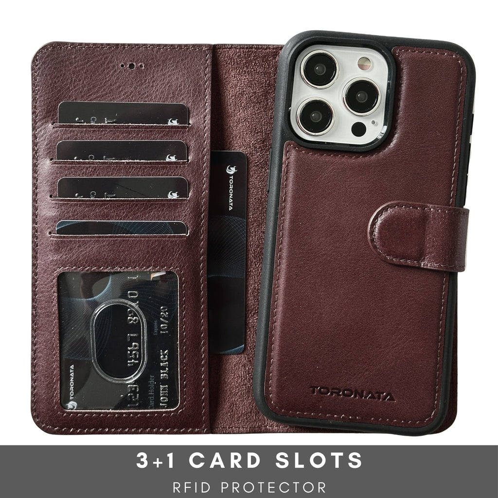 Vegas Premium Leather iPhone 15 Wallet Case with MagSafe | Detachable RFID Blocking Luxury Wallet