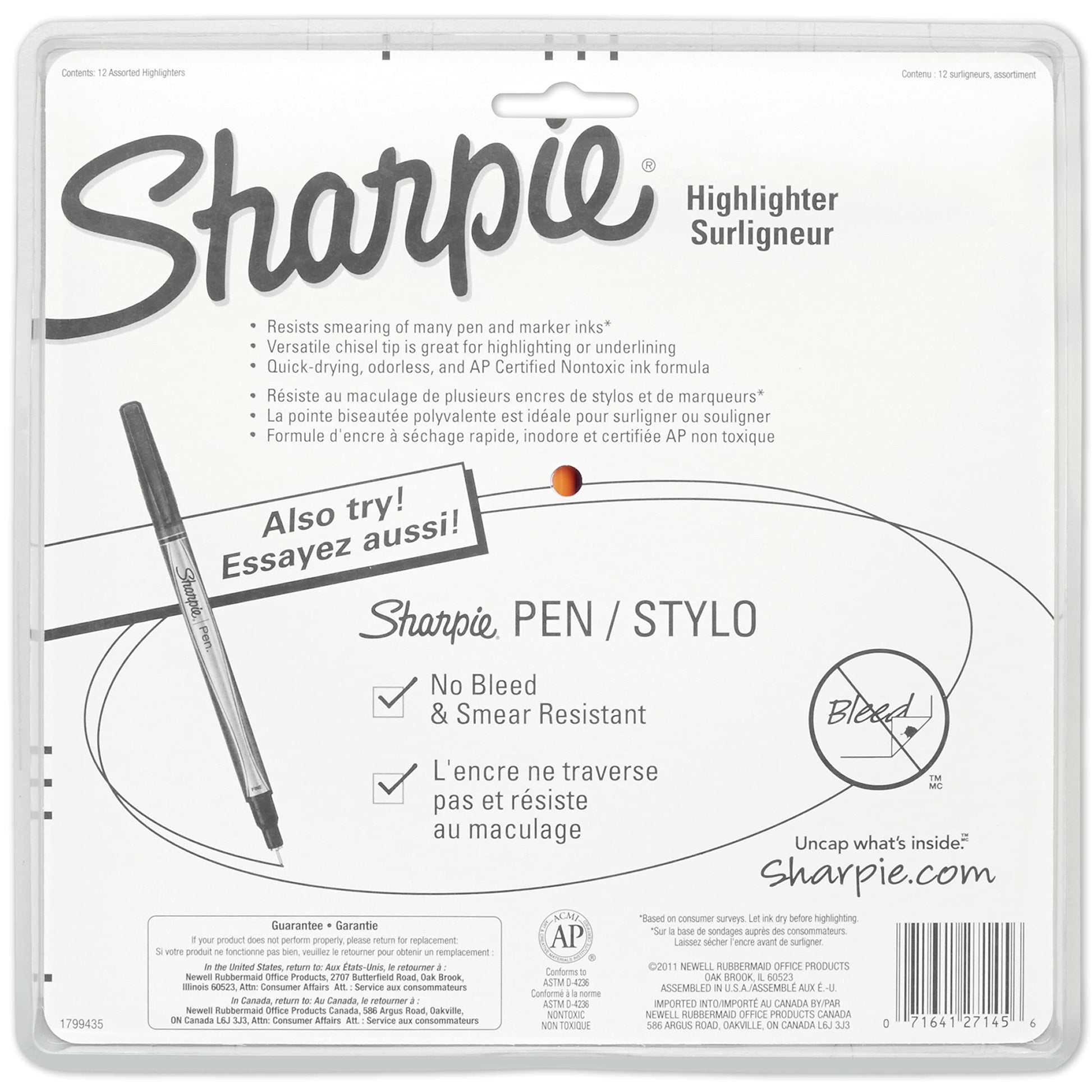 Sharpie Pocket Style Highlighters, Chisel Tip, Assorted Fluorescent, 12 Count