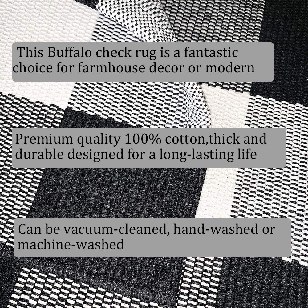 Buffalo Plaid Outdoor Rug, 27.5''x43'' Black & White Check Indoor/Outdoor Rugs